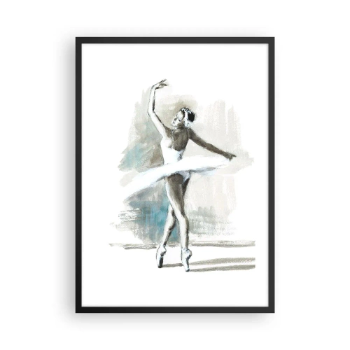 Affisch i svart ram - En balettdansös i en vit klänning som utför - 50x70cm - Förtrollad i en svan - Modern väggdekoration för vardagsrum och sovrum ARTTOR