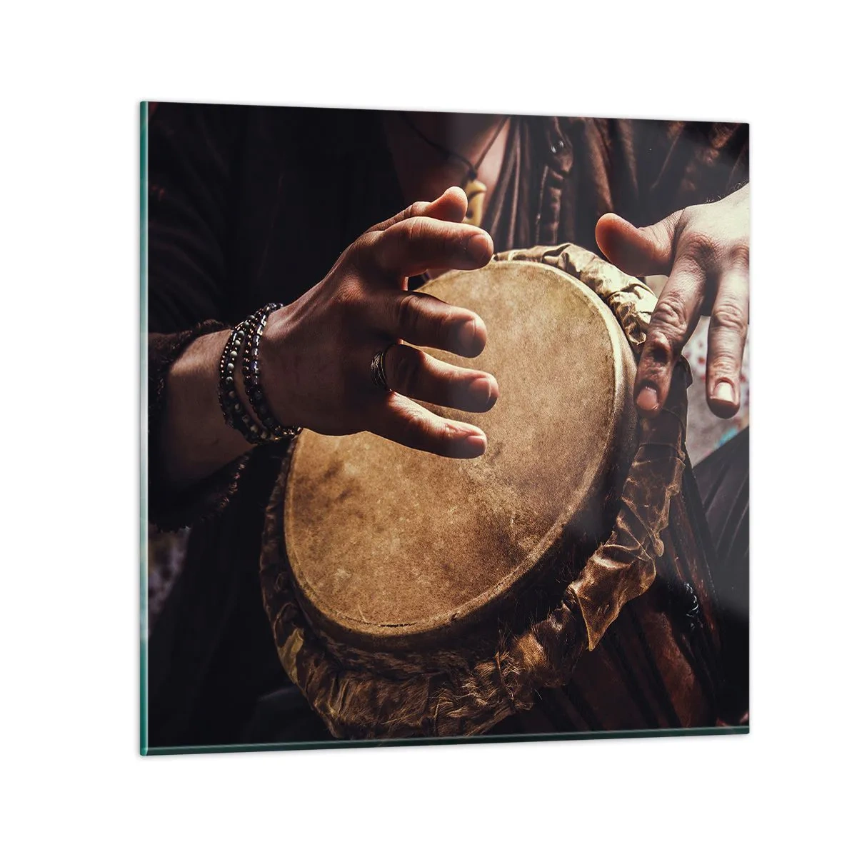 Glastavla - Bild på glas - I hjärtats takt - 50x50 cm