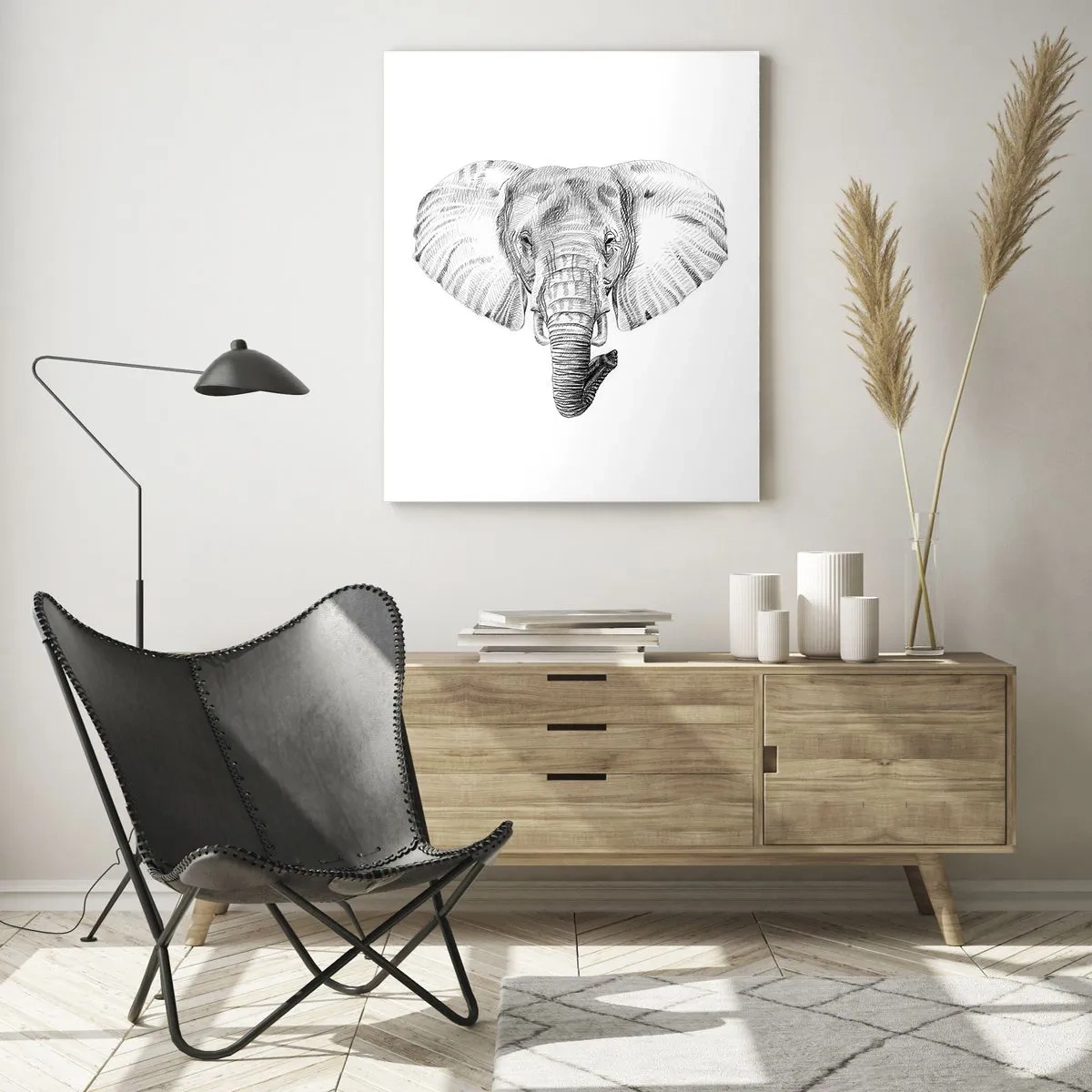 Glastavla - Bild på glas - "Det var en elefant, stor som elefant" - 50x70 cm