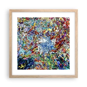 Affisch i ram av ljusek - Glasmålning - droppar  - 40x40 cm