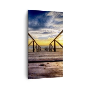 Canvastavla - Bild på duk - Till vilda stranden i skymningen - 45x80 cm