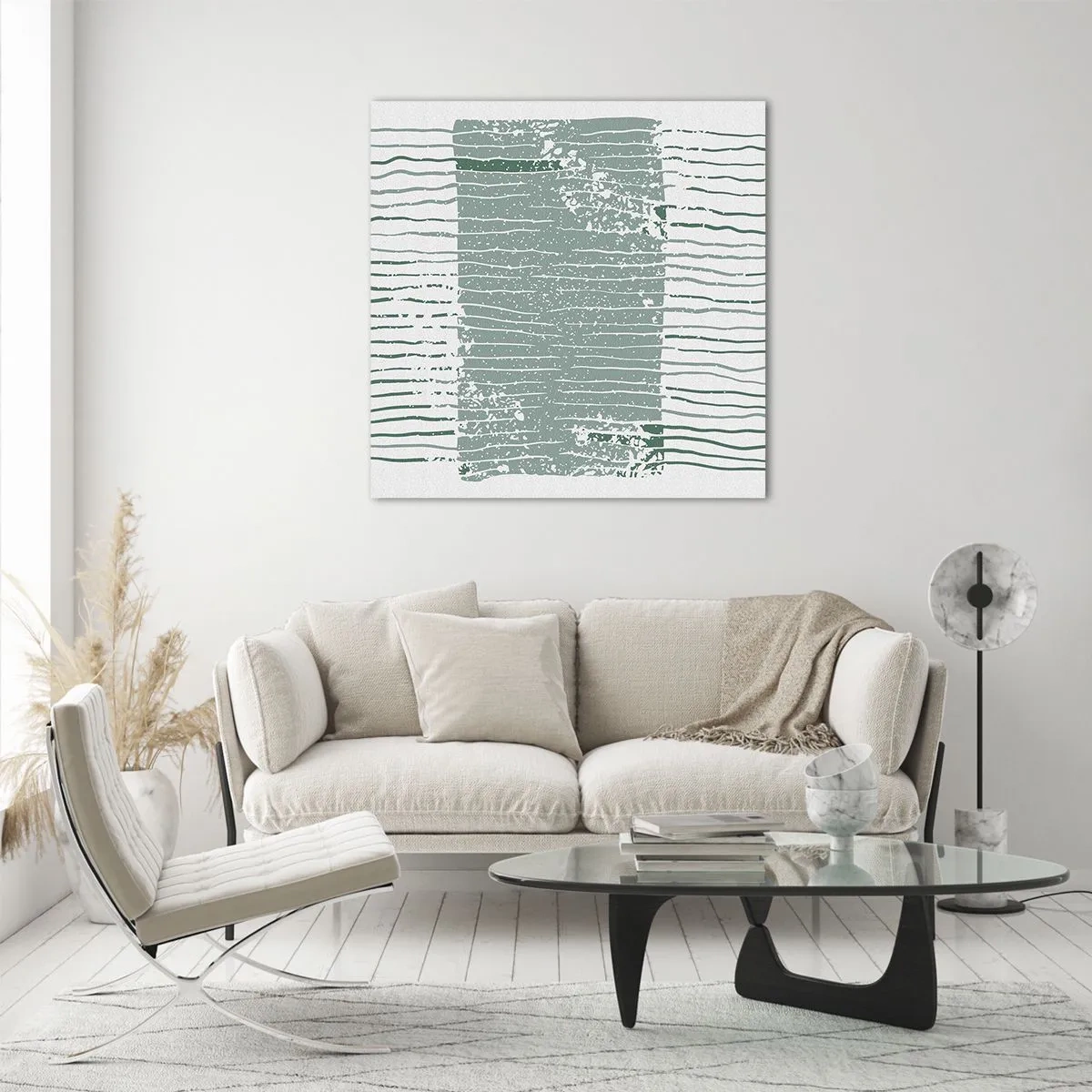 Glastavla - Bild på glas - Marin abstraktion - 50x50 cm