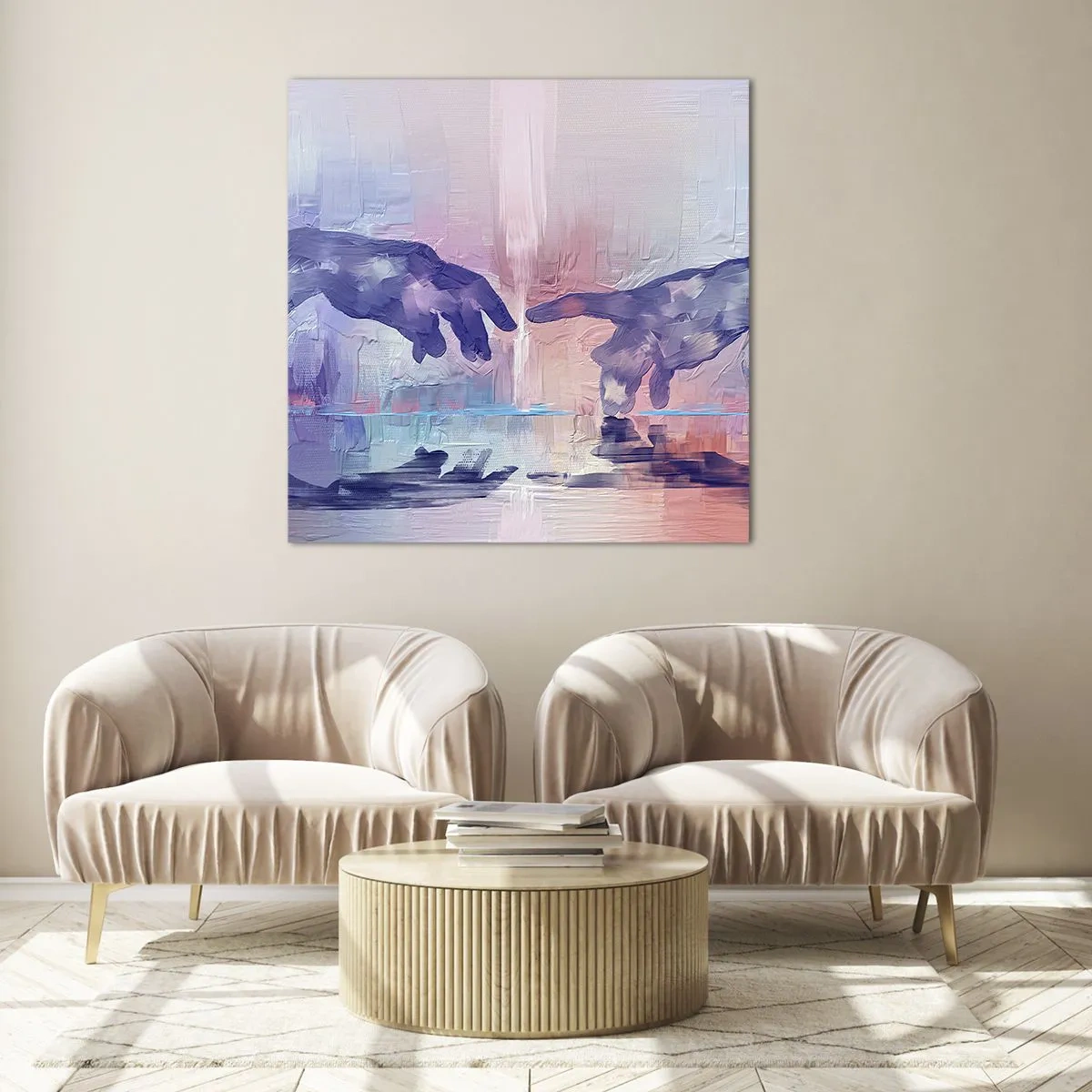 Glastavla - Bild på glas - Den gudomliga gnistan av liv - 40x40 cm