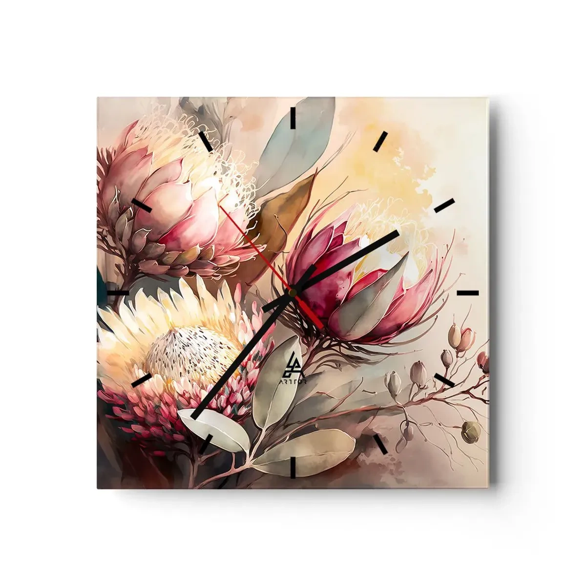 Väggklocka - Klocka på glas - Från profil och en face - 40x40 cm