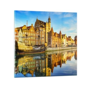 Glastavla - Bild på glas - Det förflutnas spegelbild - 40x40 cm