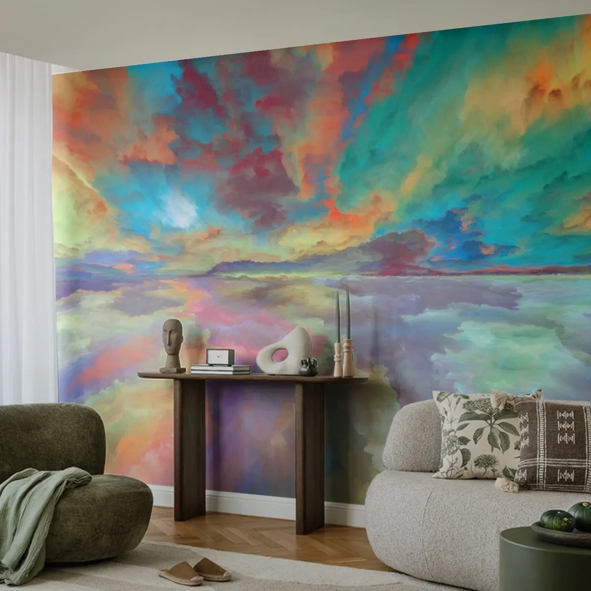 Fototapet Premium Canvas - Två himlar - Abstraktion, Bit, Surrealism - 400x280 cm