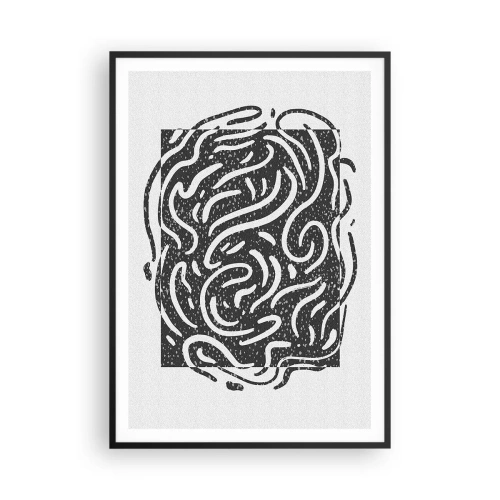 Affisch i svart ram - Abstraktion: en dans av glädje - 70x100 cm