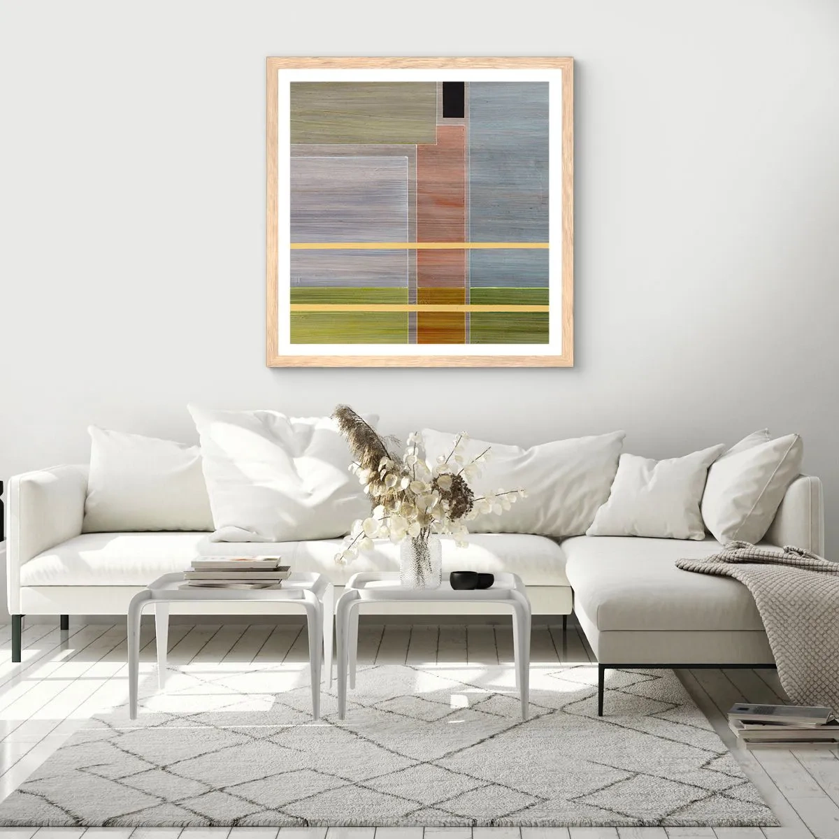 Affisch i ram av ljusek - Rakt och lugnt - 60x60 cm