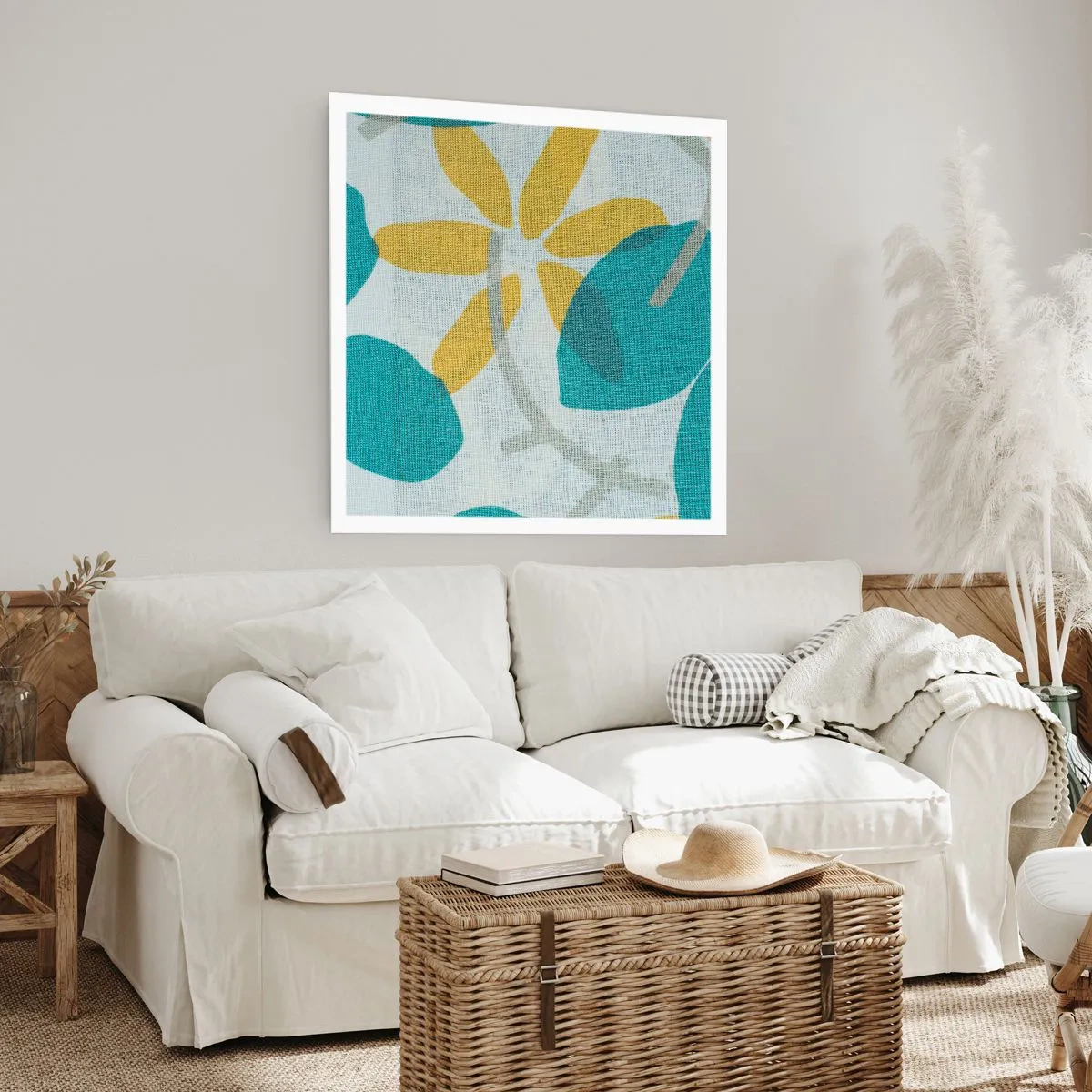 Affisch - Bland azurblå blad - 60x60 cm