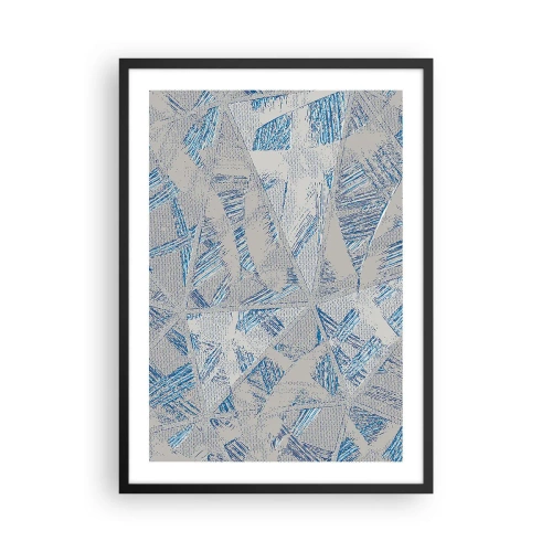 Affisch i svart ram - Geometrisk abstraktion i nyanser av blått och grått - 50x70cm - I en gråblå labyrint - Modern väggdekoration för vardagsrum och sovrum ARTTOR