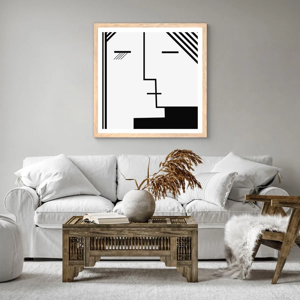 Affisch i ram av ljusek - Bara en kyss - 60x60 cm