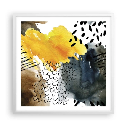 Affisch i vit ram - Elementens möte - 60x60 cm