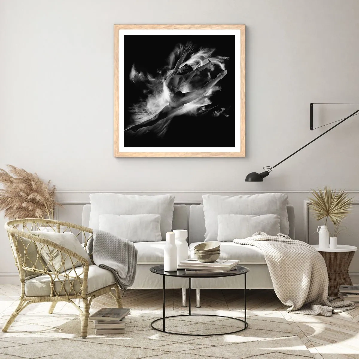 Affisch i ram av ljusek - Fångad i luften - 60x60 cm