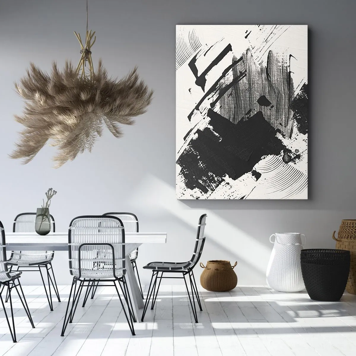 Canvastavla - Bild på duk - Abstraktion - uttrycket av svart - 50x70 cm