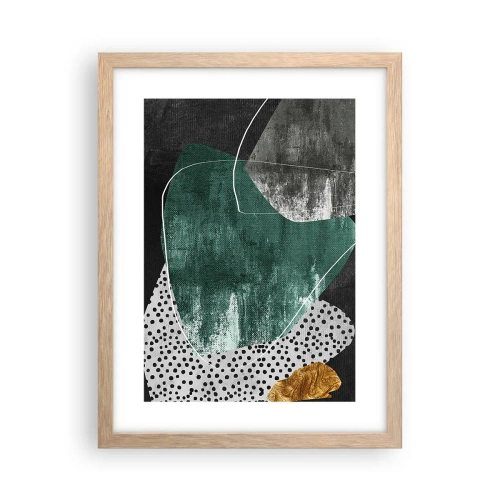 Affisch i ram av ljusek - Färgstark abstraktion med en guldflinga - 30x40 cm