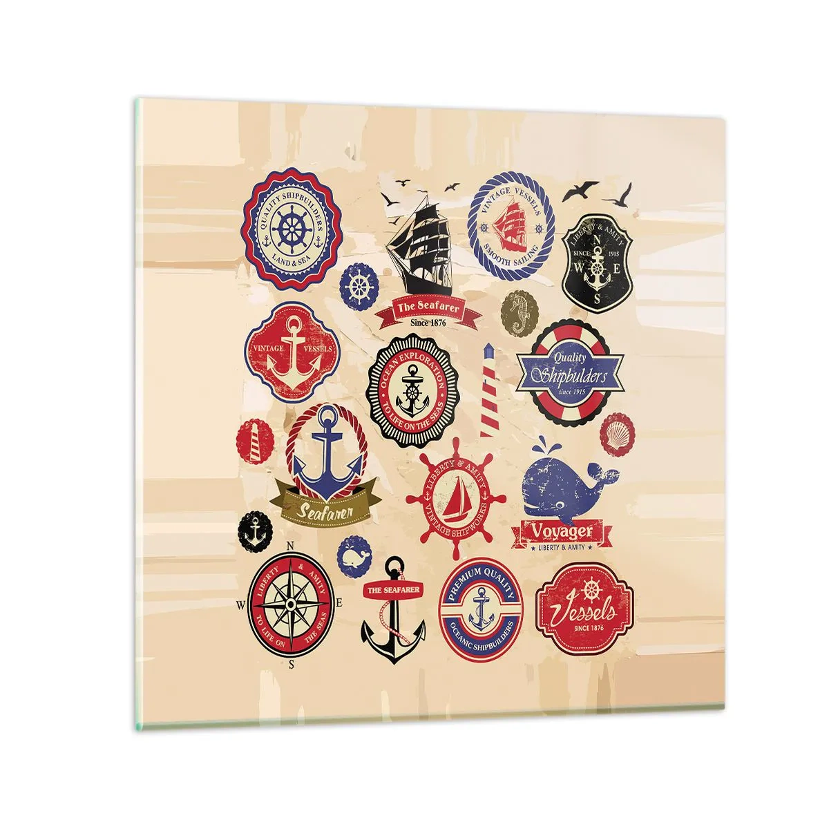 Glastavla - Bild på glas - Seglarbroderskap - 70x70 cm