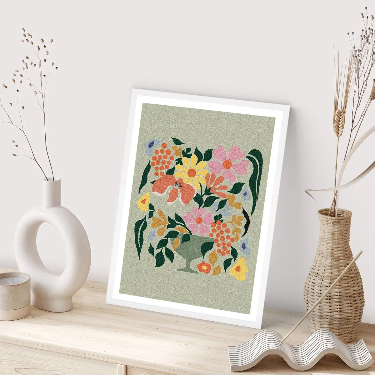 Affisch i vit ram - En bukett full av liv - 50x70 cm