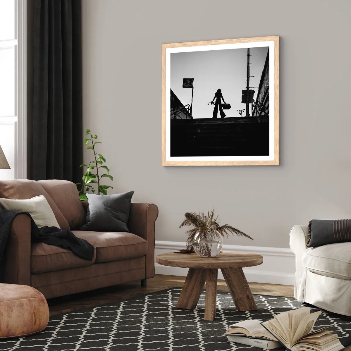 Affisch i ram av ljusek - Stadsvandring - 60x60 cm