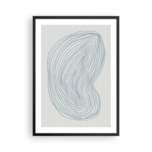 Affisch i svart ram - En minimalistisk abstraktion med ett linjärt mönster i nyanser av blått. - 50x70cm - Droppens leende - Modern väggdekoration för vardagsrum och sovrum ARTTOR