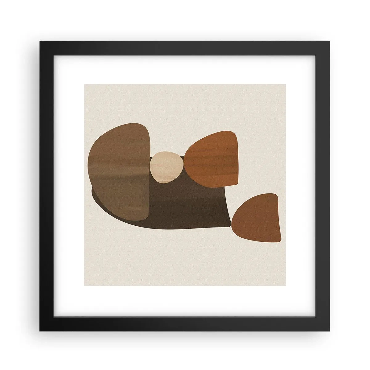Affisch i svart ram - Komposition i brun - 30x30 cm
