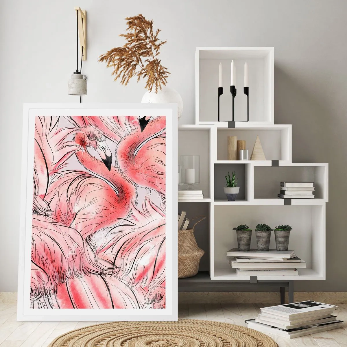 Affisch i vit ram - Fåglarnas corps de ballet - 50x70 cm