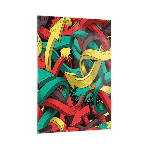 Glastavla - Bild på glas - Vilken väg till målet? - 50x70 cm