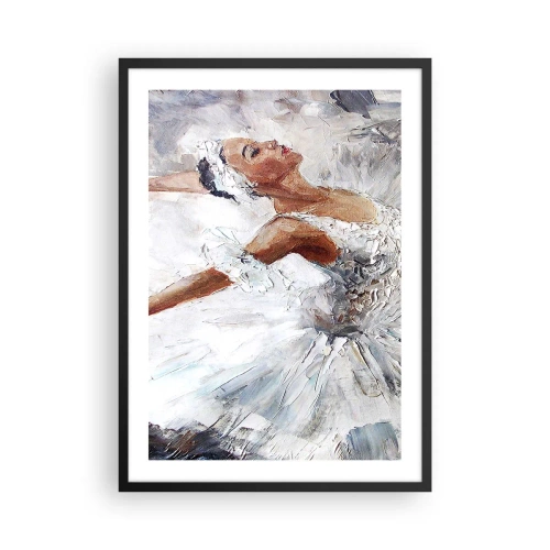 Affisch i svart ram - En ballerina i en vit, målerisk klädsel - 50x70cm - Fin och lätt som tyll - Modern väggdekoration för vardagsrum och sovrum ARTTOR