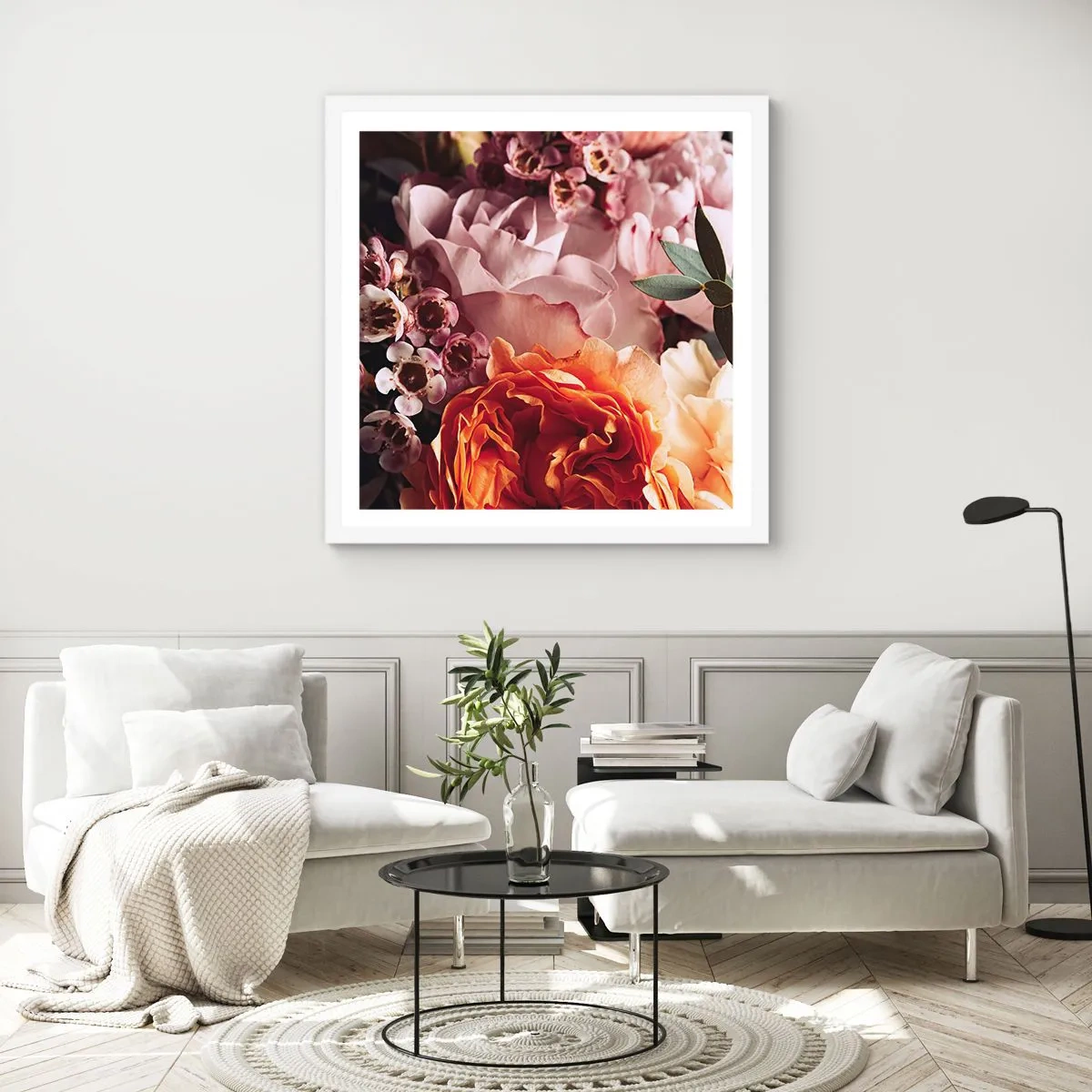 Affisch i vit ram - Omgärdade av skönhet - 60x60 cm