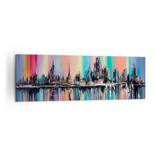 Canvastavla - Bild på duk - Nattens ljus - 160x50 cm