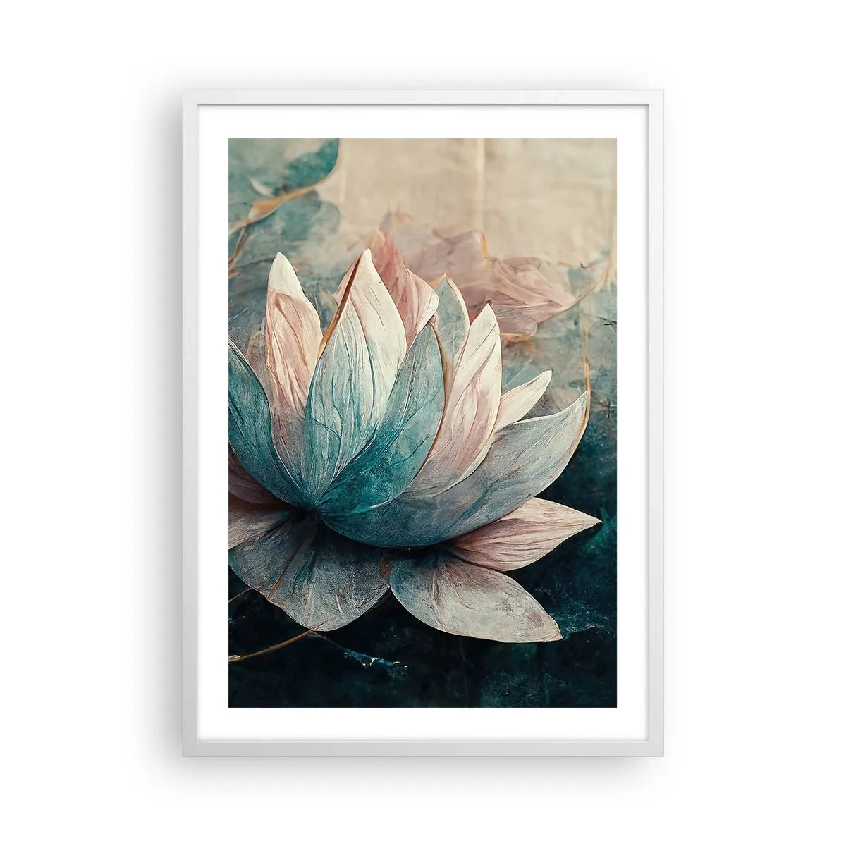 Affisch i vit ram - Stjärnor i en sjö - 50x70 cm