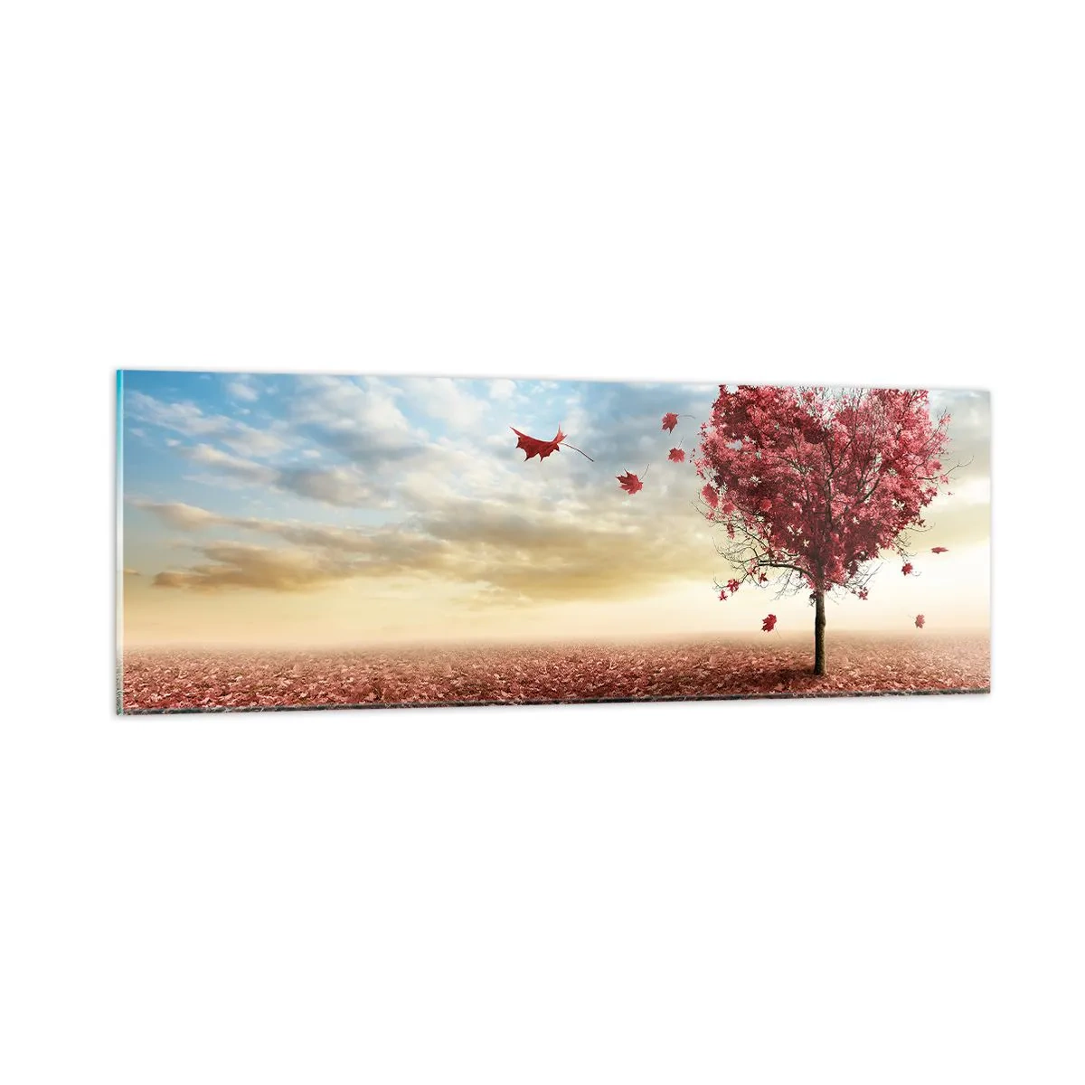 Glastavla - Bild på glas - Älska hösten, du också - 90x30 cm