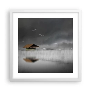 Affisch i vit ram - Regnskydd - 40x40 cm