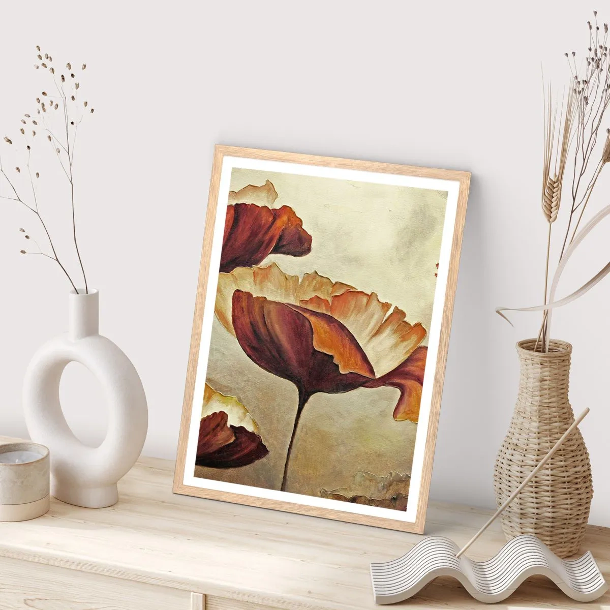 Affisch i ram av ljusek - Ängsblommor - 70x100 cm