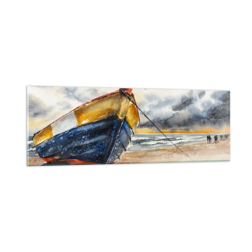 Glastavla - Bild på glas - Vila på stranden - 90x30 cm