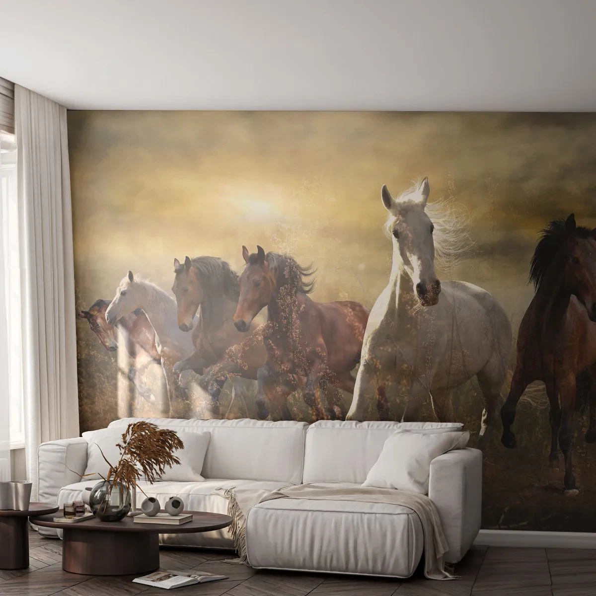 Självhäftande Fototapet Deluxe Sticker - Länge leve frihet! - Djur, Häst, Galopp - 250x175 cm