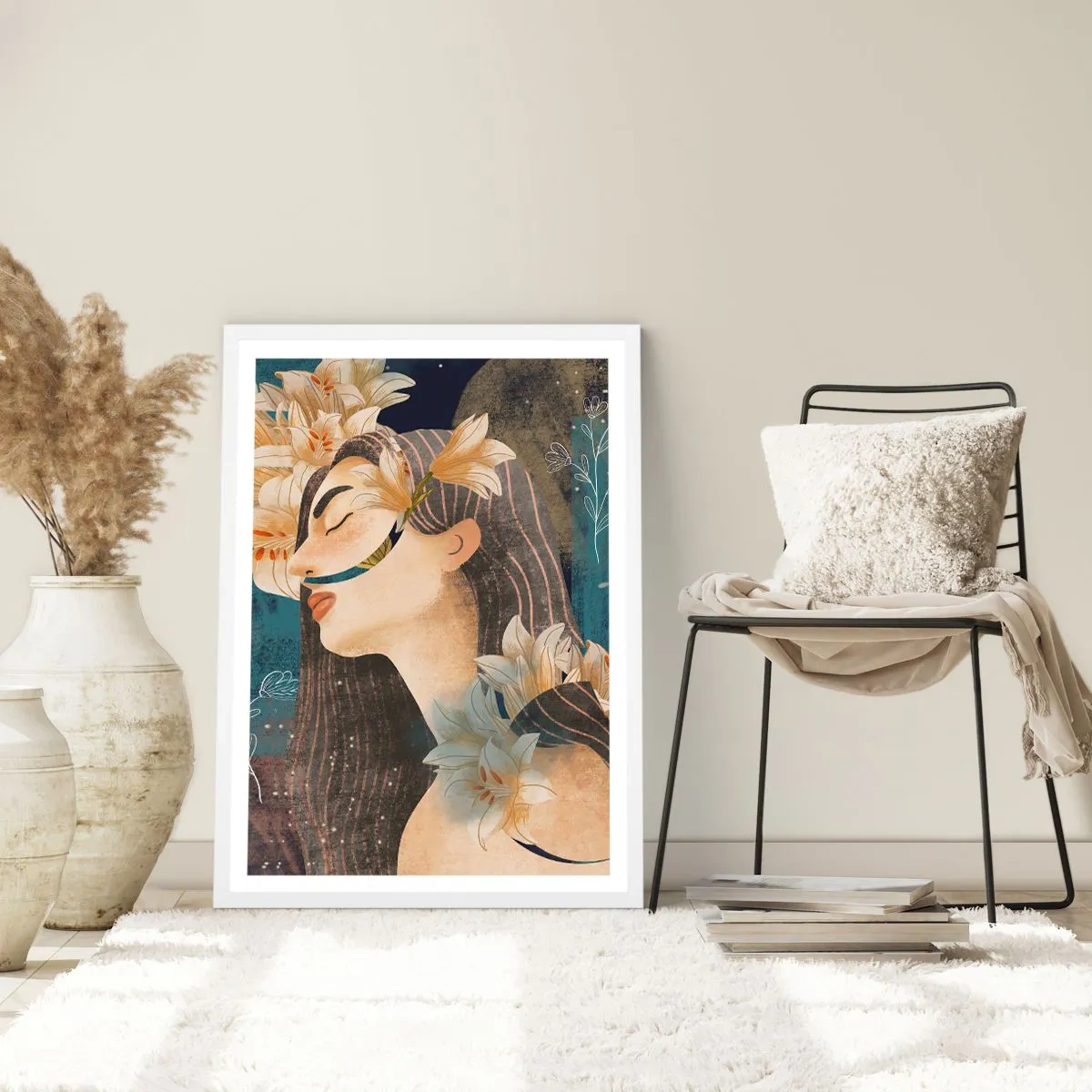 Affisch i vit ram - Sagan om drottning med liljor - 30x40 cm