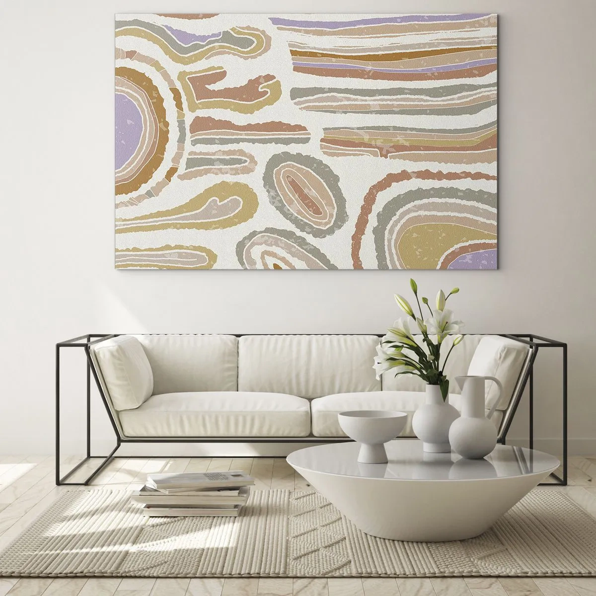 Glastavla - Bild på glas - Färgglada abstrakta former som liknar mineraltvärsnitt - 70x50cm - Färgglada tvärsnitt - Modern väggdekoration för vardagsrum och sovrum ARTTOR