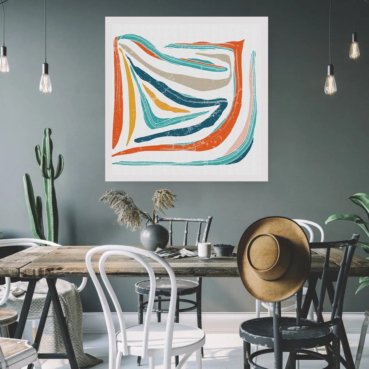 Affisch - Vänligt leende abstraktion - 60x60 cm