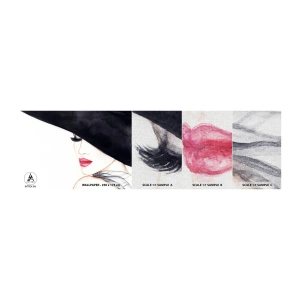 Provbit av fototapet Premium Canvas - Elegans och sensualitet - Kvinna, röda läppar, Svart hatt - 100x30 cm