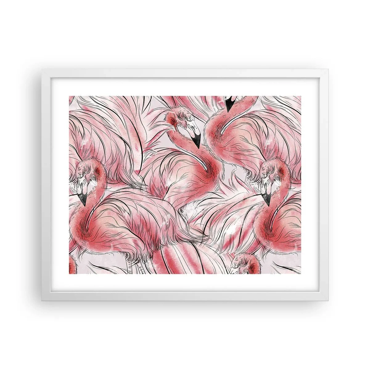 Affisch i vit ram - Fåglarnas corps de ballet - 50x40 cm