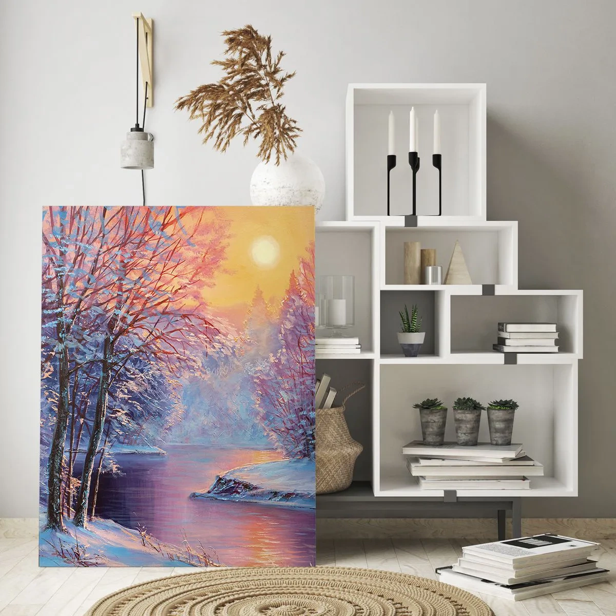 Glastavla - Bild på glas - Vinterns färger - 50x70 cm