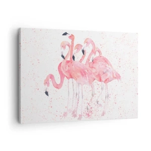 Canvastavla - Bild på duk - Rosa flamingos i konstnärlig akvarellstil - 70x50cm - Rosa bandet - Modern väggdekoration för vardagsrum och sovrum ARTTOR