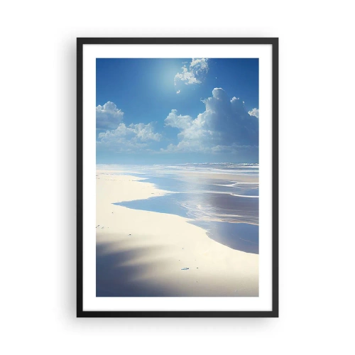Affisch i svart ram - En solig strand med himlen som speglas i vattnet - 50x70cm - Semester i paradiset - Modern väggdekoration för vardagsrum och sovrum ARTTOR