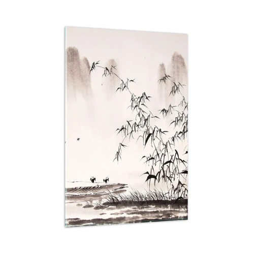 Glastavla - Bild på glas - Risfältens tystnad - 80x120 cm