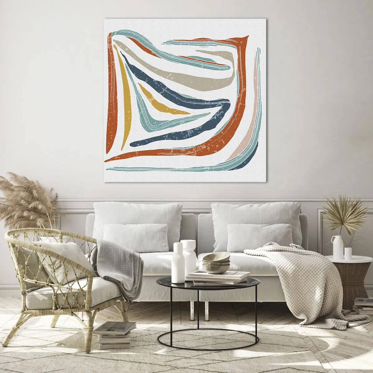 Glastavla - Bild på glas - Vänligt leende abstraktion - 60x60 cm