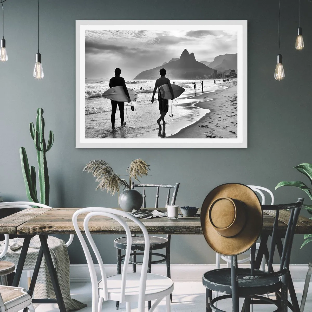 Affisch i vit ram - Samba för en våg - 100x70 cm