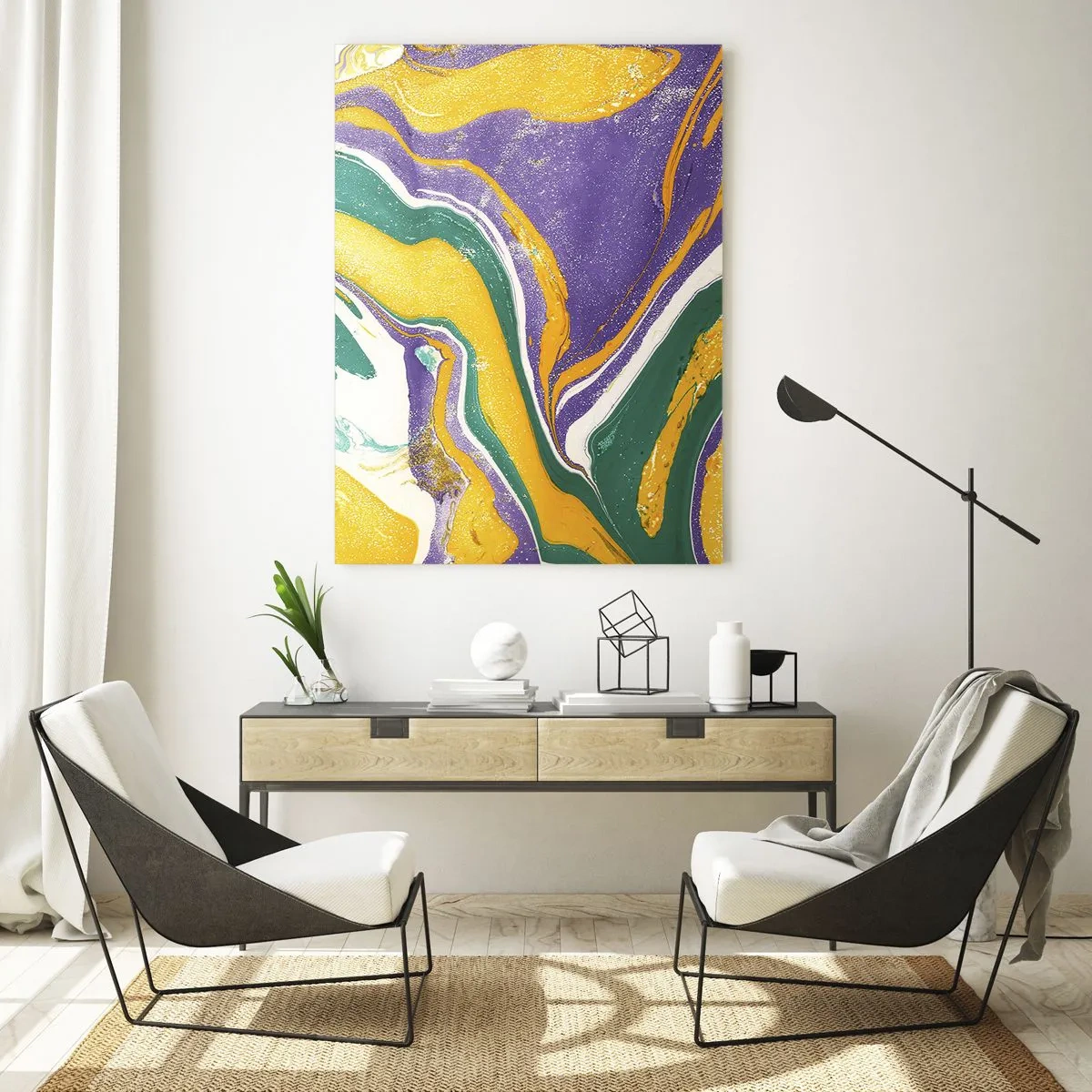 Glastavla - Bild på glas - Färgvågor - 50x70 cm