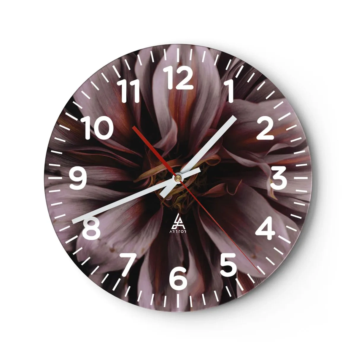 Väggklocka - Klocka på glas - Blommigt hjärta - 40x40 cm