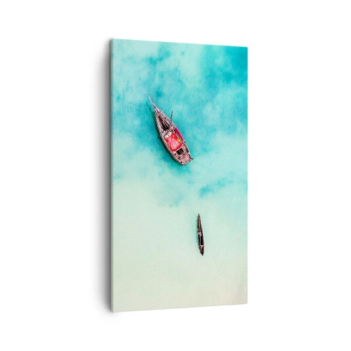 Canvastavla - Bild på duk - Högvatten på stranden i Zanzibar… - 45x80 cm