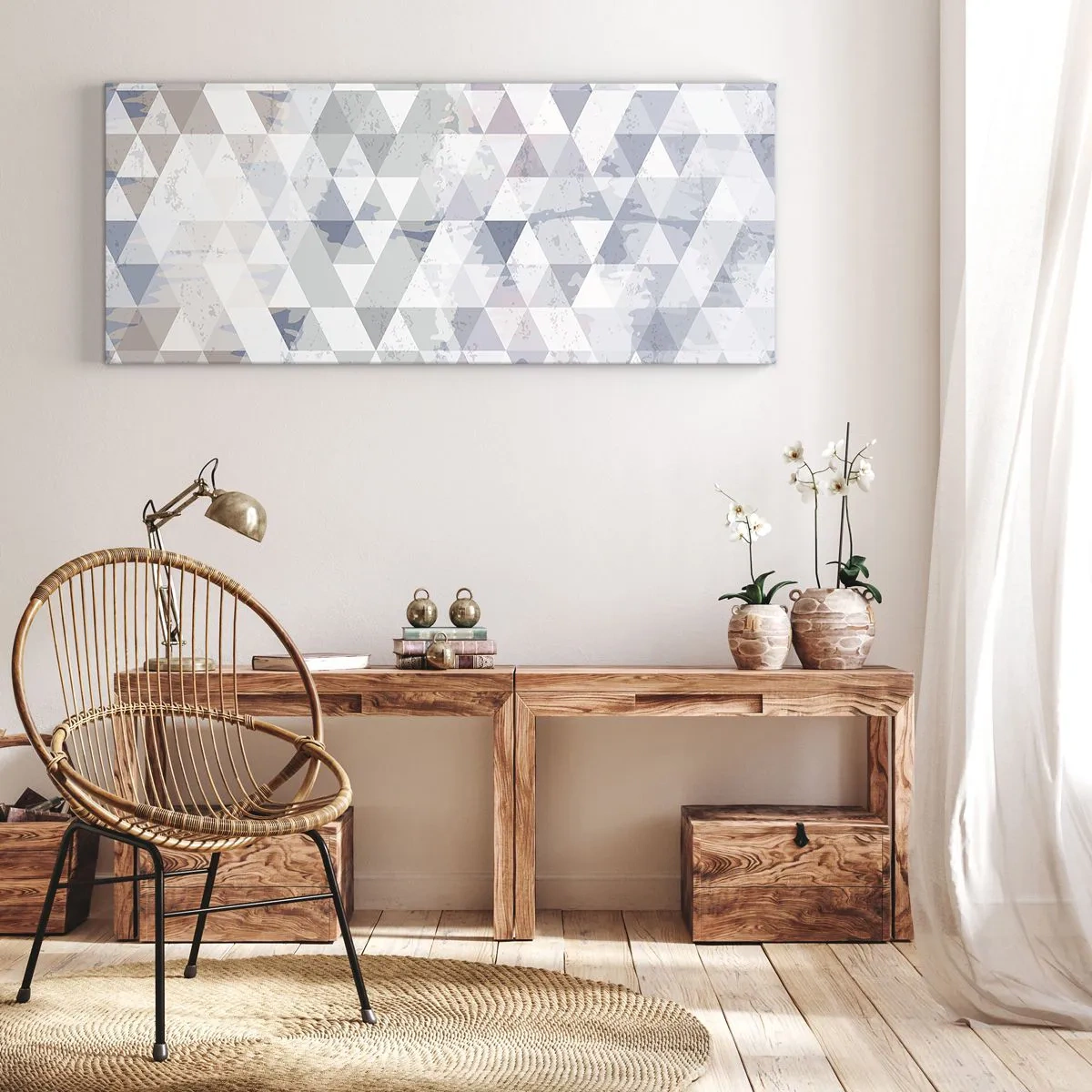 Canvastavla - Bild på duk - Trianglar - 100x40 cm